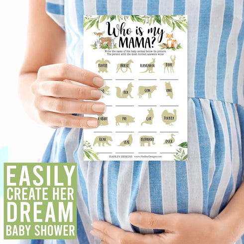 Hadley Designs Hilarious Baby Shower Games Set – 25 Double-Sided Cards for 25 Guests, 2 Games, Baby Animal Matching, Nursery Rhyme, Gender Neutral...