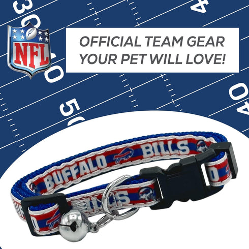 NFL CAT Collar Buffalo Bills Satin Cat Collar Football Team Collar for Dogs & Cats. A Shiny & Colorful Cat Collar with Ringing Bell Pendant...