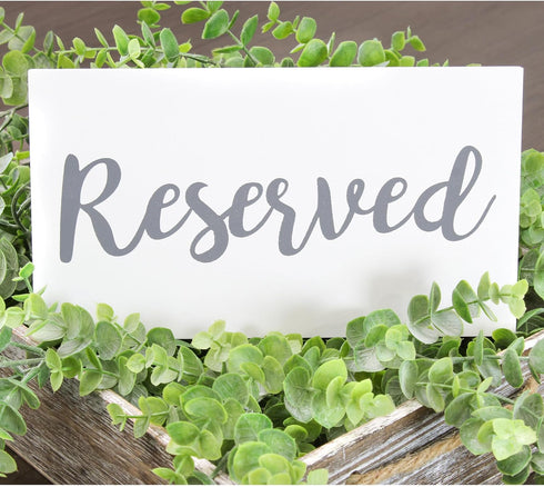 Darware Hanging Wooden Reserved Signs (6-Pack, White); Rustic Style Wood Signs for Weddings, Special Events, and Functions...
