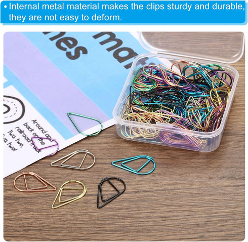 MECCANIXITY 150 Pieces Metal Paper Clip Drop-Shaped with Box 1 Inch Gold Tone for Crafts Organize Office Home...