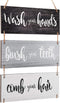 Jetec Bathroom Wall Decor Bath Rules Wall Art Sign Family Hanging Funny Wooden Hanging Sign Rustic Wood Decor for Home Bedroom Outdoor(Simple Patt...