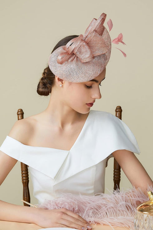 BABEYOND Women's Pillbox Fascinator Hat Kentucky Derby Hat Feather Fascinator Headband Tea Party Fascinator Hat for Cocktail...