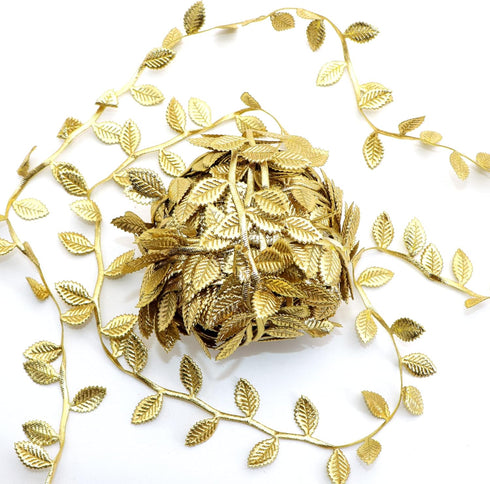 David accessories Gold Leaves Leaf Ribbon Trim Rope - 20 Yards - for DIY Craft Party Wedding Home Decoration(Gold)...