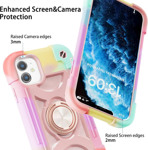 MARKILL Compatible with iPhone 11 Case 6.1 Inch for Girls with 360°Rotate Ring Stand, Military Grade Drop Protection Full Body Cute Case for iPhon...
