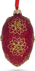 Golden Flower on Red Glass Egg Ornament 4 Inches...