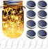 Mason Jar Solar Lantern Lights, 8 Pack 30 LED Bulbs Fairy Star Firefly Solar Lids Jar Lights,8 Hangers Included(No Jars),for Patio Garden Mason Ja...