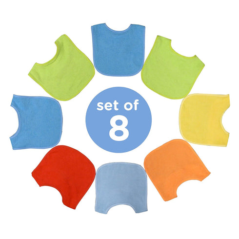Neat Solutions 8 Count Multi-Color Solid Knit Terry Feeder Bib, Boy...