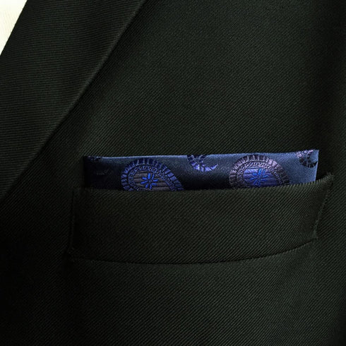 SHLAX&WING Navy Paisley Mens Pocket Square Silk Hanky Business Dark Blue...