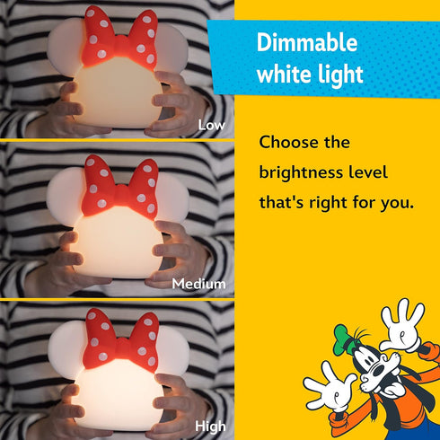 Disney Minnie Mouse Squishy Light, Color Changing, Night Light for Kids, USB Lamp, Battery Operated, Dimmable, Ideal for Bedroom, Playroom, Living...