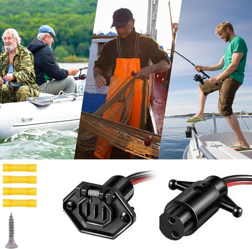 Trolling Motor Plug and Receptacle,12V-24V 10 Gauge 2 Wire Trolling Motor Connector,Male and Female Quick Connect Trolling Motor Socket Compatible...