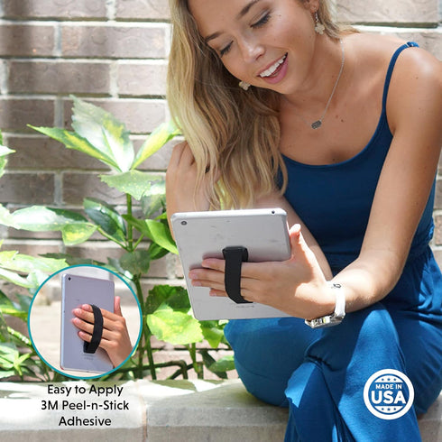LOVEHANDLE Tablet/XL Grip for Most Tablets and Large Smartphones - Black Elastic Strap Finger Grip with Grey Base (LHT-01-Grey)......