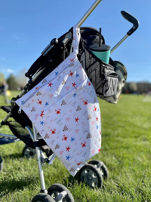 ALVABABY 2pcs Cloth Diaper Wet Dry Bags Waterproof Reusable with Two Zippered Pockets Travel Beach Pool Daycare Soiled Baby Items Yoga Gym Bag for...