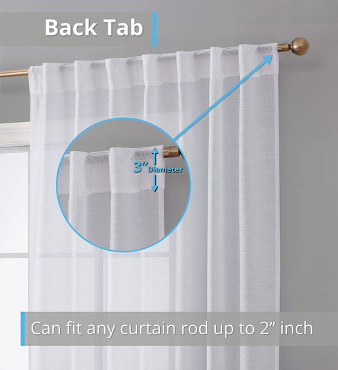 HLC.ME Lauren Semi Sheer Light Filtering Transparent Pocket Top & Back Tab Lightweight Short Window Curtains Drapery Panels Bedroom & Living Room,...