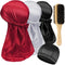 3PCS Silky Durag with Double Sided Brush Packs for Men Waves, Satin Doo Rag for 360 540 720 Waves, Award 1 Wave Cap...