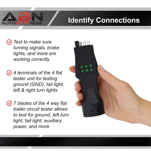 ABN 7 Blade 4-Way Flat Circuit Tester - Trailer Testers Electricity Wire Circuits Connector Testing for 12v Vehicles...
