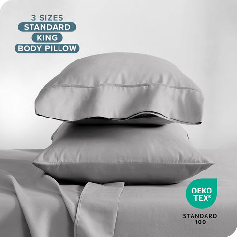 Bare Home Microfiber Pillow Cases - King Size Set of 2 - Cooling Pillowcases - Double Brushed - Light Grey Pillowcases 2 Pack - Easy Care (King Pi...