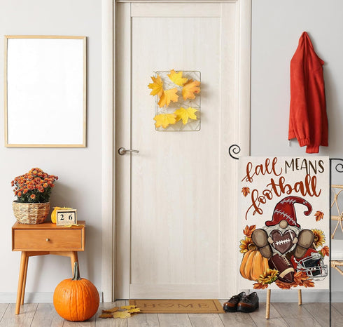 Gnome Garden Flags 12x18 Inch Double Sided, Fall means Football Small Seasonal Decor for Harvest Autumn Thanksgiving Yard Outside Outdoor...