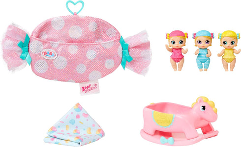 Baby Born Surprise Mini Babies Series 5 2.25'' - Unwrap Surprise Twins or Triplets Collectible Baby Dolls with Soft Swaddle, Blanket, Rocking Hors...