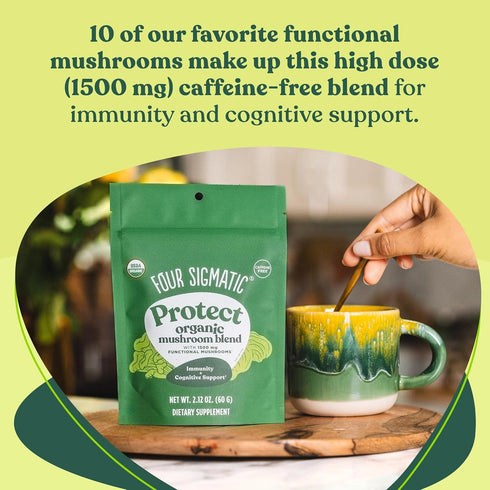 Mushroom Blend Defend Mix by Four Sigmatic | Organic Mushroom Powder Complex with Lion’s Mane, Cordyceps, Chaga, Reishi and More | Natural Immune ...
