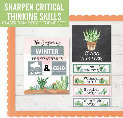 Hadley Designs Cactus Classroom Calendar Set Bulletin Board Sets for Teachers - School Calendar for Classroom, Classroom Calendar Bulletin Board S...