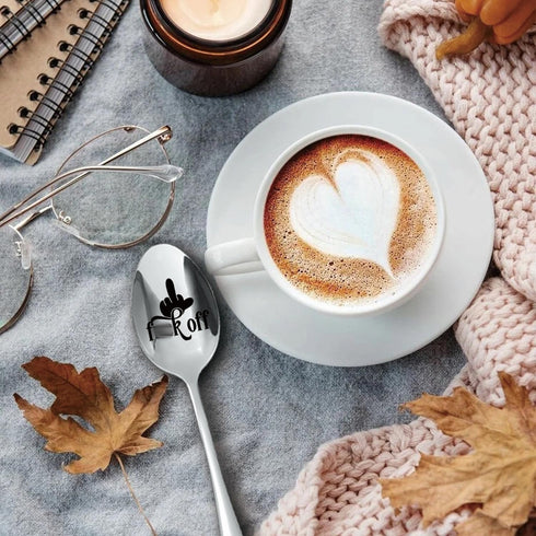 FxxK OFF?Funny Engraved Stainless Steel Spoon,Restoration Spoon, Playful Humor - Spoon, Coffee/Dessert/Oatmeal/Soup Spoon, Birthday/Anniversary/Ch...
