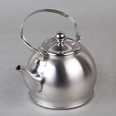 Creative Home Royal Tea 1.0 Quart Stainless Steel Stovetop Tea Kettle with Removable Infuser Basket Folding Handle Capsulated Bottom for Even Heat...