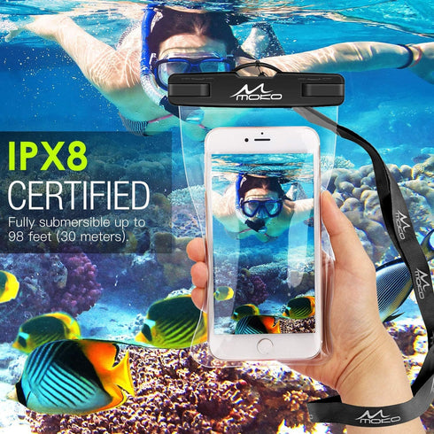 MoKo Waterproof Phone Pouch 2Pack, Underwater Phone Case Dry Bag with Lanyard Compatible with iPhone 14 13 12 11 Pro Max X/Xr/Xs Max/SE 3, Samsung...