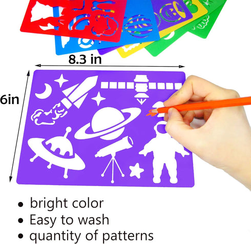 Kids Drawing Stencils Set , 20 Pcs Plastic Stencil Kit 300+ Patterns Drawing Templates for Girls & Boys Gift and Card Making...