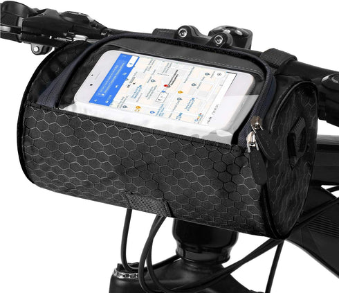 Bike Handlebar Bag, Waterproof Bicycle Front Storage Bag, Bike Phone Holder Accessories, Transparent Pouch Touch Screen with Removable Shoulder St...