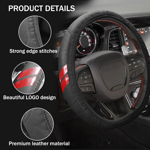 Steering Wheel Cover for Dodge Charger Durango Challenger Journey Ram Breathable Anti-Slip Leather Wheel Covers for Dodge Steering Wheel Accessori...