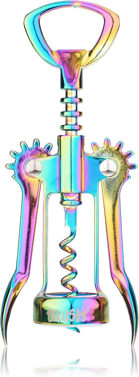 Blush Winged Corkscrew, Iridescent Bottle Opener, Cork Remover, Rainbow Wine Gift Accessory, Mirage, Set of 1...