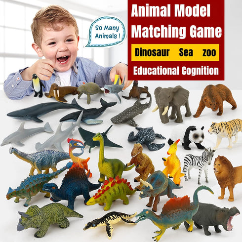 Small Montessori Animal Figures with Flash Cards, Realistic Animal Figurines Toys, Montessori Materials Homeschool Preschool Science Educational M...