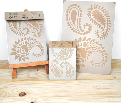 NAKLEO DIY Reusable Plastic Stencil - 21x30cm / 8.3” x 11.7” - Paisley Turkish Oriental Floral - Art Craft Wall Painting Pattern Template Scrapboo...