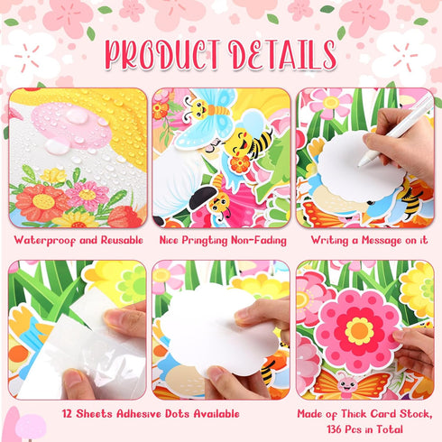 Zonon 114 Pcs Christian Spring Classroom Bulletin Board Decorations Flower Tree Bulletin Board Set Religious Spring Cutouts for Sunday School Kids...