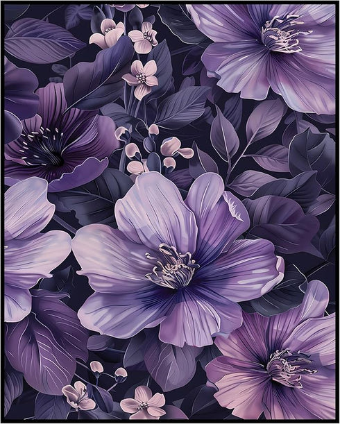 Posterizer 1 pcs-bright purple flowers-pretty soft aethetic-Floral & Botanical Art-Abstract & Modern Art-Decor for Home & Office- UNFRAMED Wall Ar...