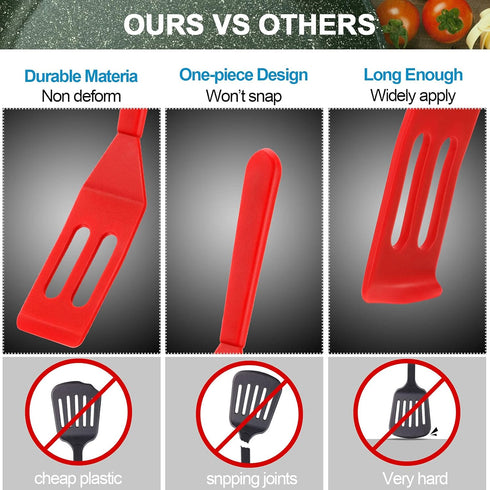 Patelai Mini Silicone Brownie Serving Spatula Flexible Nonstick Serve Turner Heat Resistant Cookie Slotted Spatula for Eggs in Small Frying Pan Co...