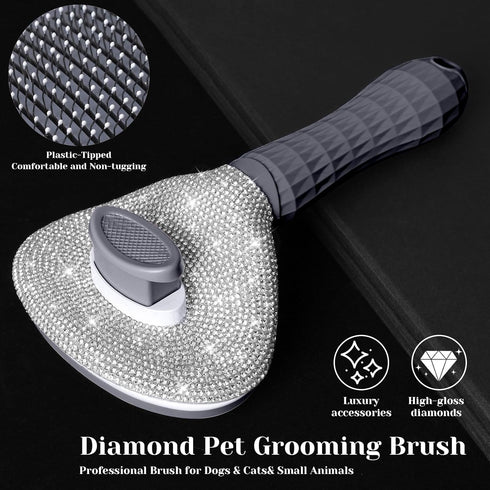 Full Diamonds Self Cleaning Slicker Brush for Dogs & Cats, Skin Friendly Grooming Cat Brush, Dog Brush for Shedding, Deshedding Brush, Hair Brush ...