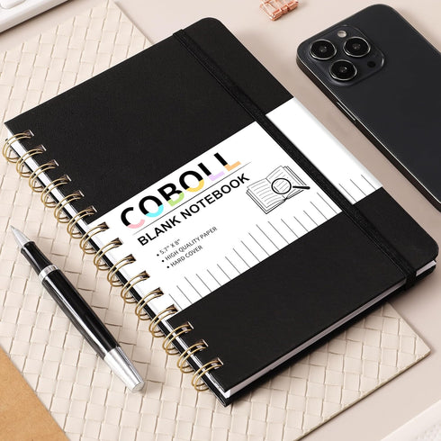 Blank Notebook/Journal - Notebooks with Hardcover and Premium Thick Paper, 8" x 5.7" (exclusive of spirals), College Blank Spiral Notebook/Journal...