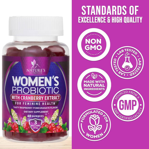 Probiotic Gummy for Women - Digestive Health Support, 3 Billion CFU Womens Probiotic for Vaginal pH, Urinary & Immune Support, 6 Diverse Strains w...