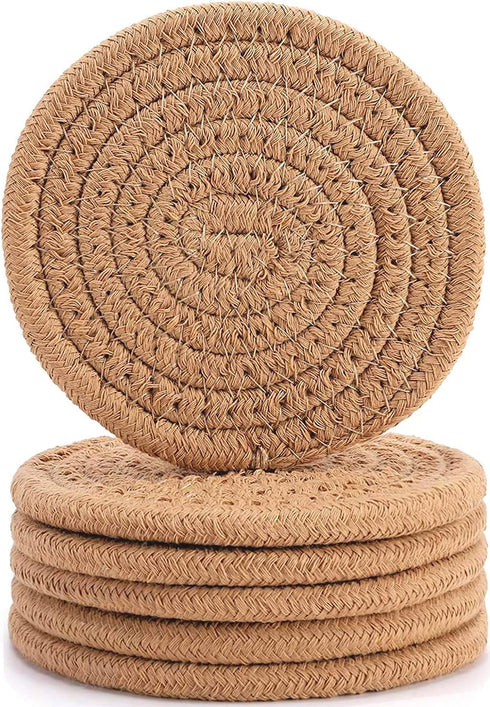 ABenkle Woven Coasters for Drinks Set of 6, Boho Absorbent Drinking Coaster, 4.3 Inch - Perfect Housewarming Gift, Home Decor, Bar Essentials for ...
