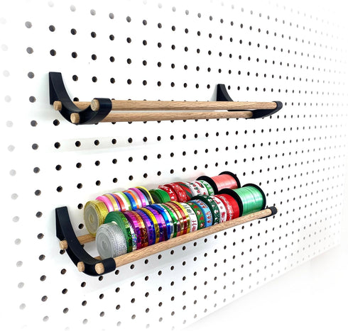 PEGGY Pegboard Tape and Ribbon Organizer, Accessory Hook and Dowel Storage for Wrapping, Crafts, Hobby, Wine Rack 12in kit (1pk)...