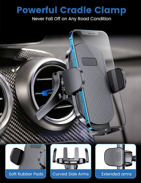 eSamcore Vent Car Phone Holder, 3-Point Support Car Phone Mount with Extended Clamp Cradles Stable Cell Phone Holder for Car Truck Vehicle Air Ven...