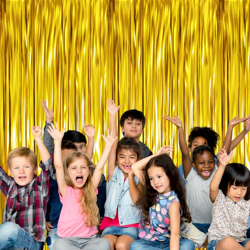 GOER 6.4 ft x 9.8 ft Metallic Tinsel Foil Fringe Curtains,Pack of 2 Party Streamer Backdrop for Birthday,Graduation Decorations and New Year Eve (...