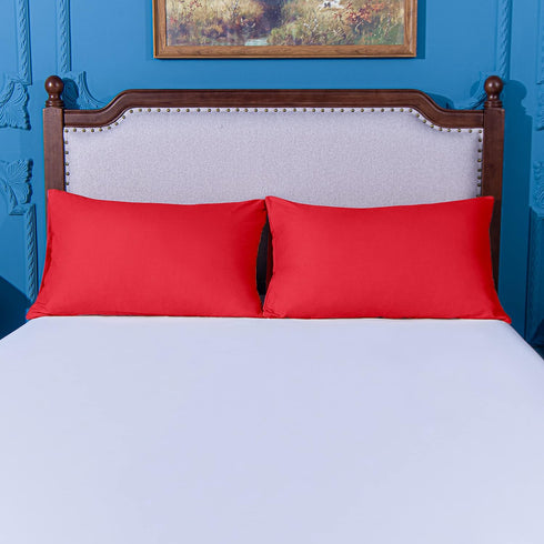 NTBAY Standard Pillowcase Set - 2 Pack Brushed Microfiber 20x26 Pillowcases - Soft, Wrinkle-Free, Fade-Resistant, Stain-Resistant, Red Pillowcases...