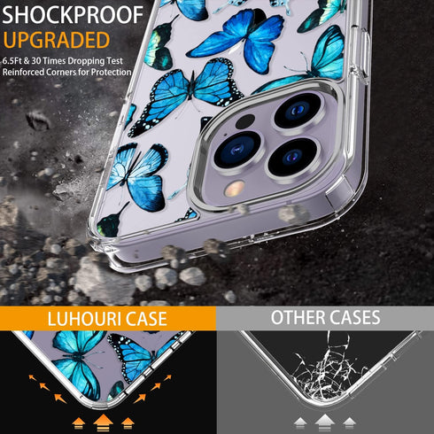 LUHOURI for iPhone 15 Pro Max Case with Screen Protector - Crystal Clear Cover - Fashionable Designs for Women and Girls -Slim Fit Shockproof Prot...