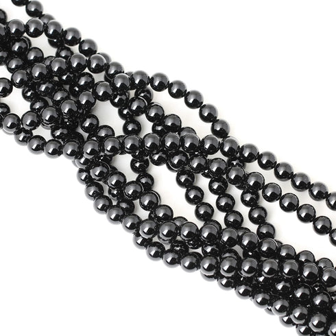 45PCS 8mm Black Smooth Polish Onyx Agate Gemstone Round Loose Beads for Jewelry Making 1 Strand 15"...
