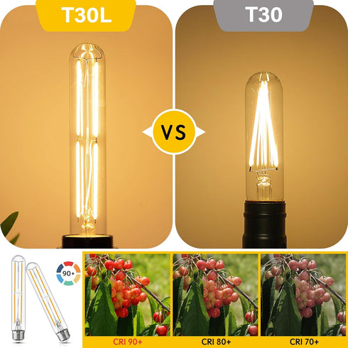 Tubular Light Bulb 7.3 Inch Dimmable T10 LED Bulb E26 6W 60 Watts Edison Bulbs 2700K Solf White,185mm Long for Wall Sconces, Pendant, Livingroom, ...