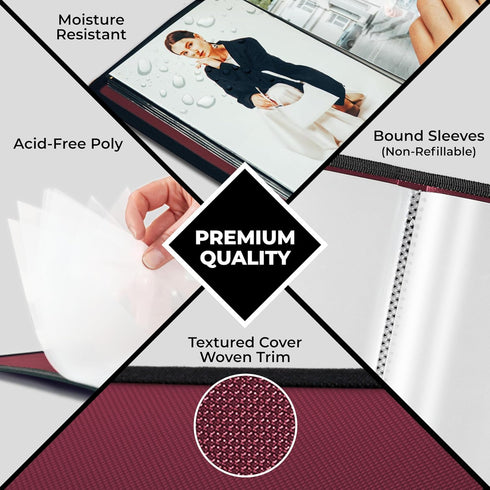 Dunwell Small Photo Album 5x7 (2-Pack, Ruby), Black Mounting Paper, 5 x 7 Photo & Art Portfolio Presentation Book, 24 Sleeves Display 48 Pages, Pr...