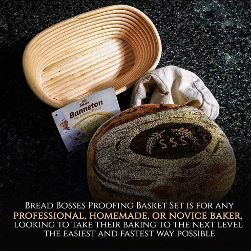 Oval Bread Banneton Proofing Basket - 10 Inch Baskets Sourdough Brotform Proofing Basket Set Banaton Towel for Baking Oval Proofing for Sourdough ...