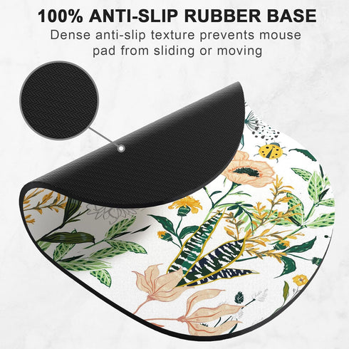 Mouse Pad, Premium-Textured Oval Computer Mousepad, 8.7" x 7.1" Thick 3mm Anti-Slip Waterproof Rubber Mouse Mat, Cute Mouse Pad for Office, Home, ...